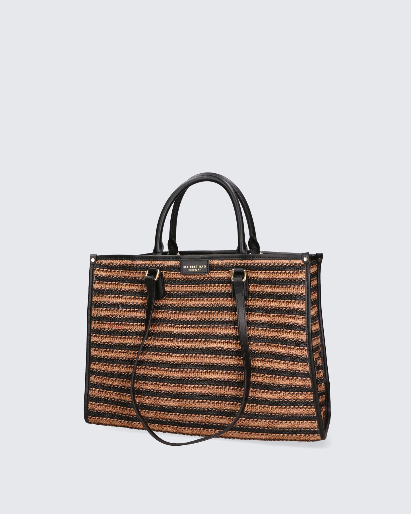 SHOPPER BAG - STRAW BLACK