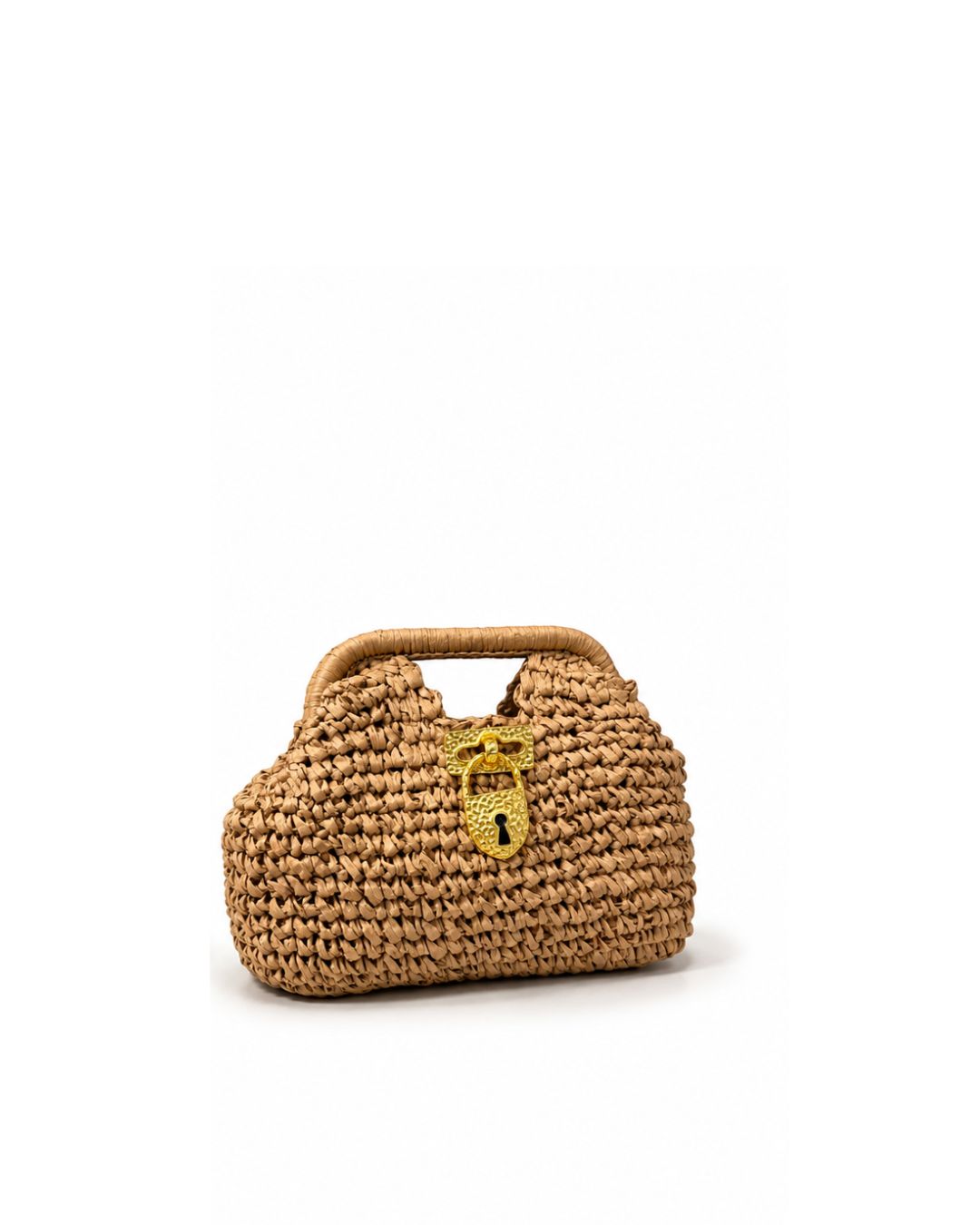 Lock Woven Pouch in Beige