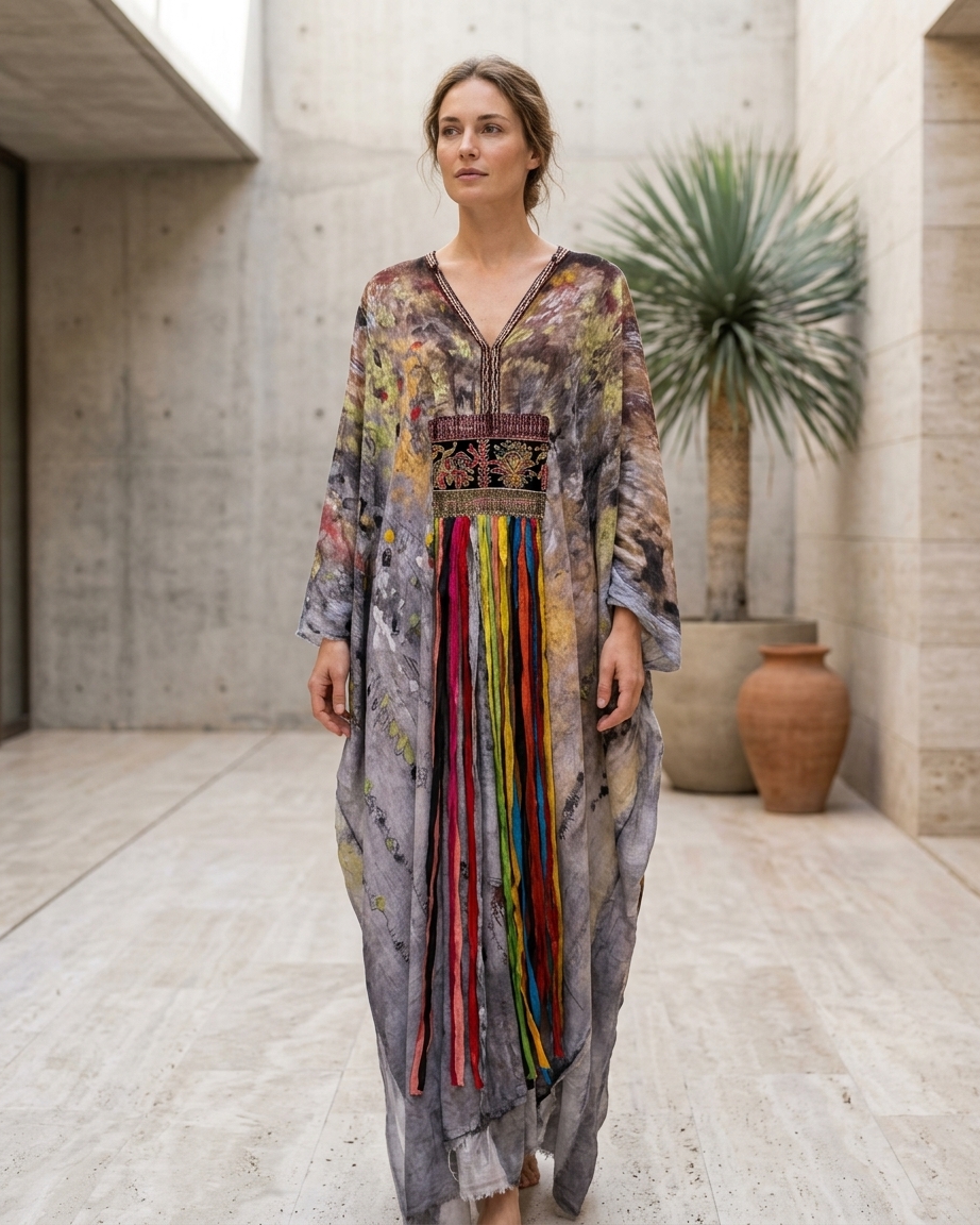 Premium Printed Linen Kaftan