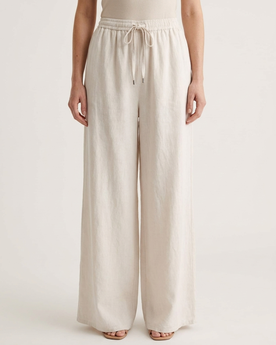 Linen Pants in Beige by Color Your Life – view 4