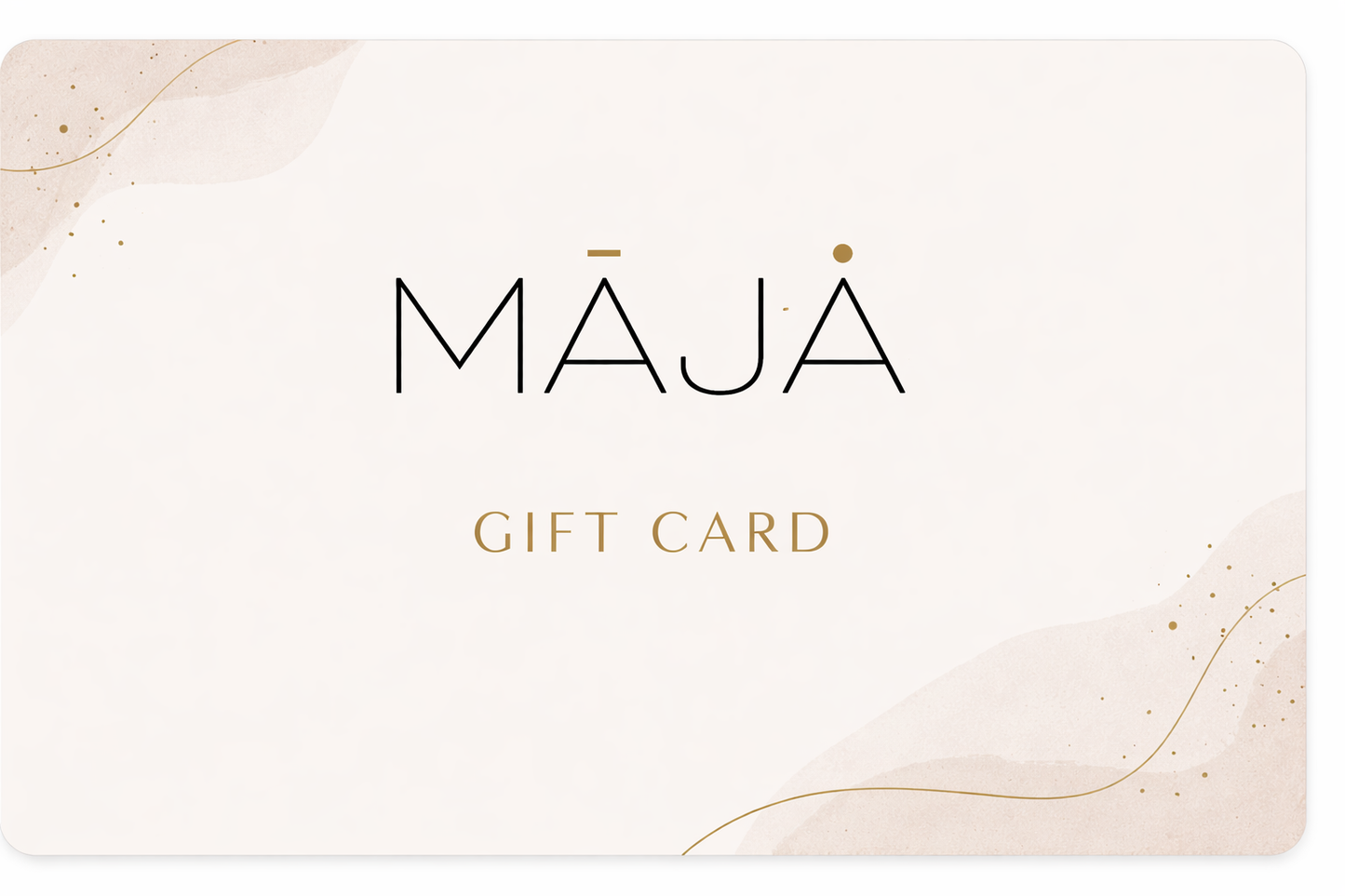 Mája gift card with a decorative design on a white background