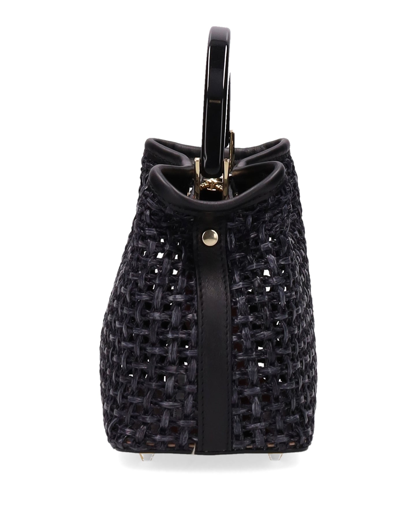 TOP HANDLE BAG IN STRAW BLACK
