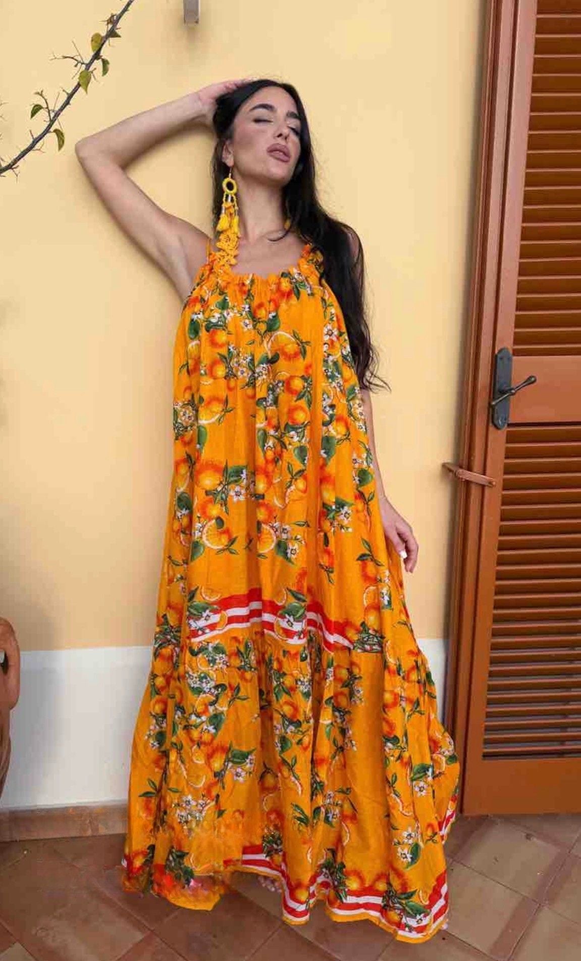 Long Strappy Dress – Orange