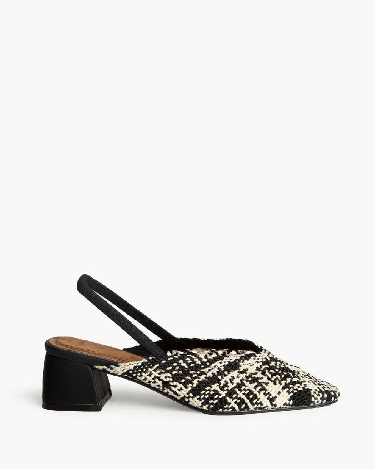 BRAIDED SLING-BACK IN BLACK AND WHITE-Sling Backs-CORINA- Pointure.AE