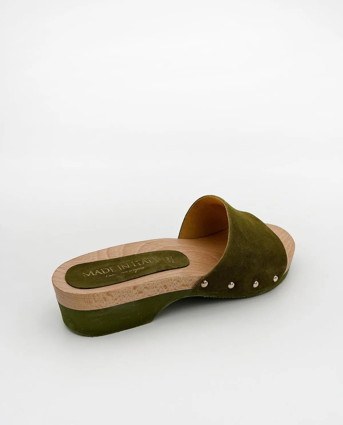 WOODEN MULE IN GREEN-Mules-MADE IN ITALY- Pointure.AE