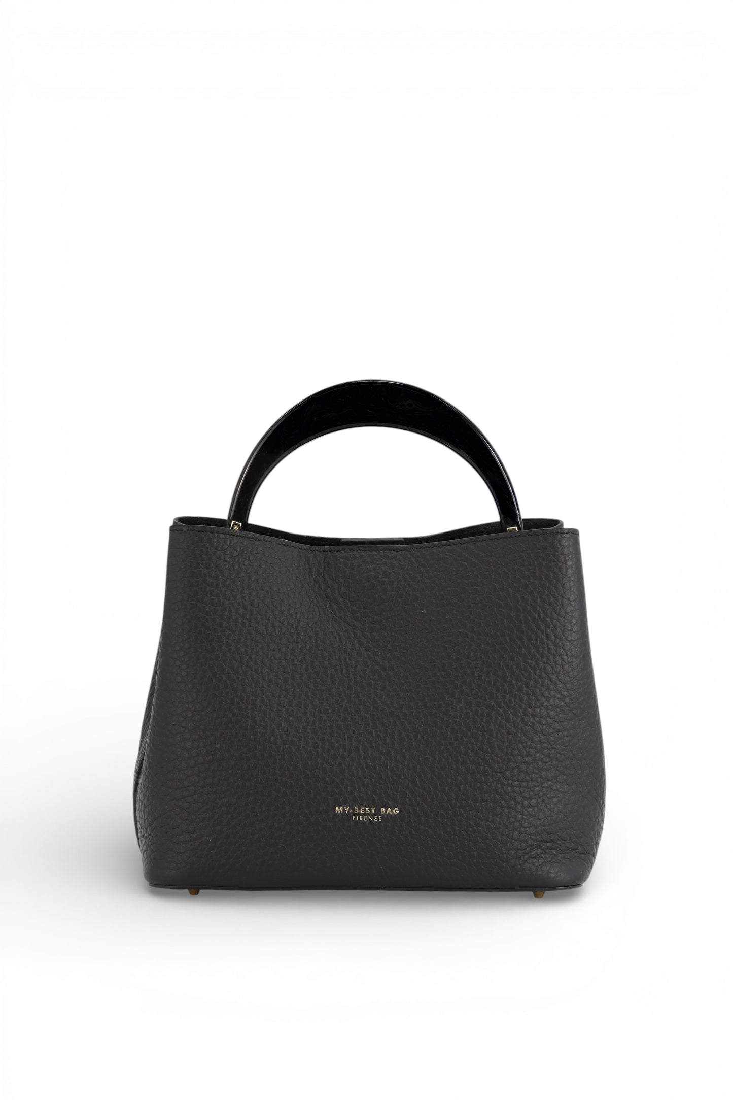 LEATHER TOP HANDLE BAG IN BLACK