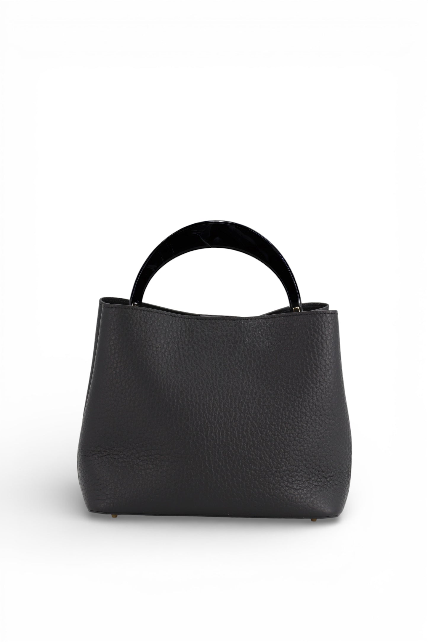 LEATHER TOP HANDLE BAG IN BLACK