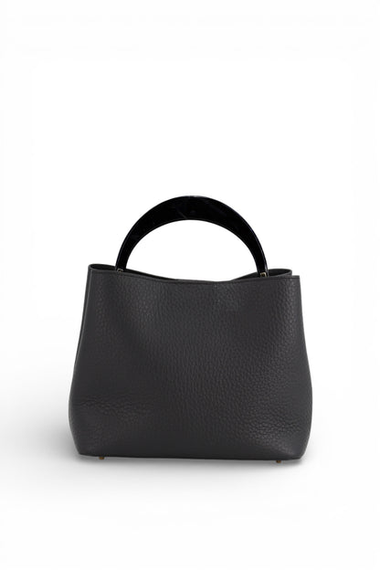 LEATHER TOP HANDLE BAG IN BLACK