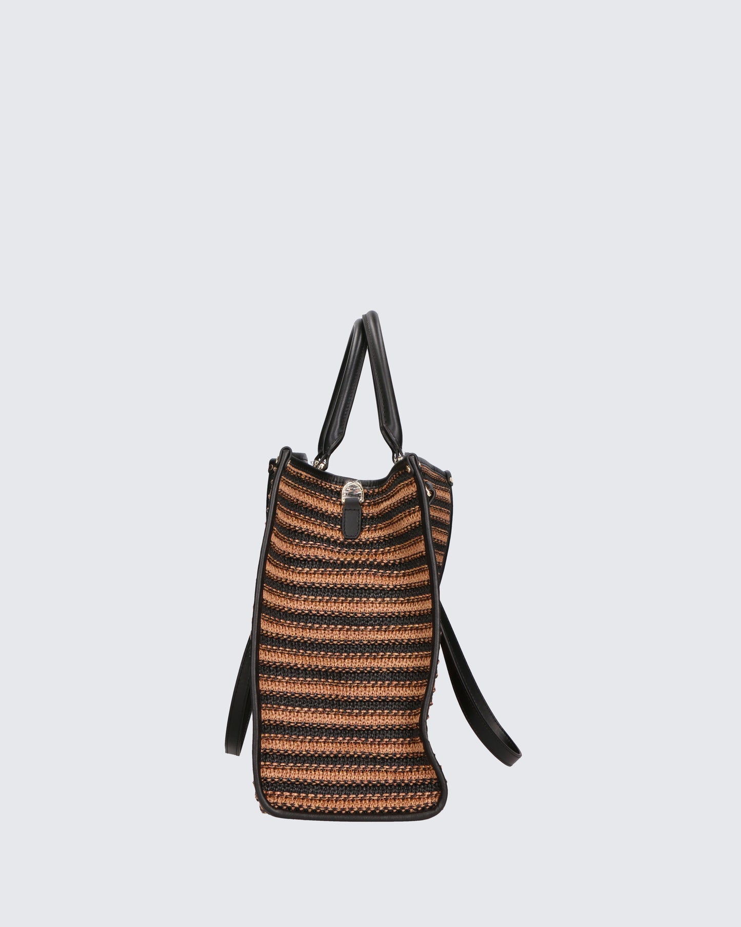SHOPPER BAG - STRAW BLACK