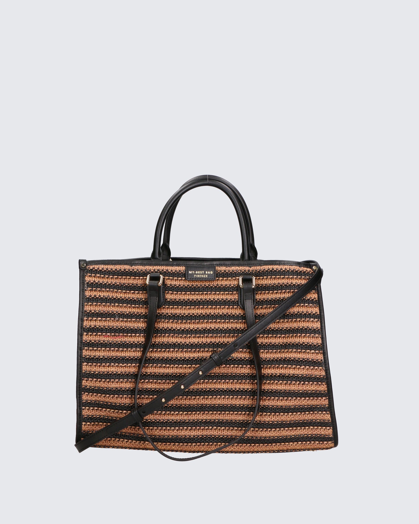 SHOPPER BAG - STRAW BLACK