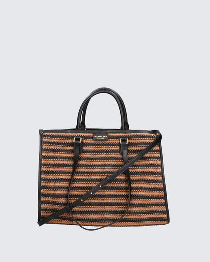 SHOPPER BAG - STRAW BLACK