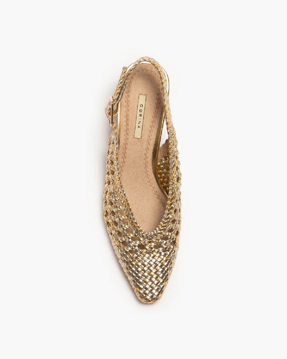 MID-HEELED SLINGBACK IN GOLD