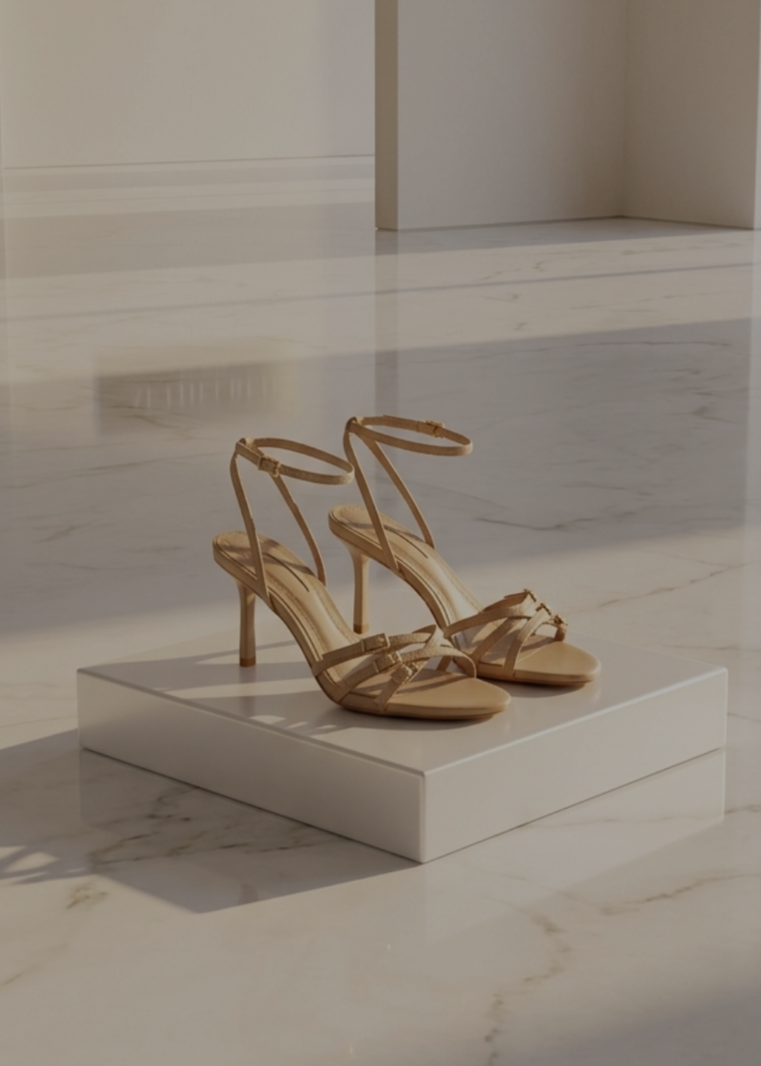 HIGH-HEEL SANDAL IN CAMEL