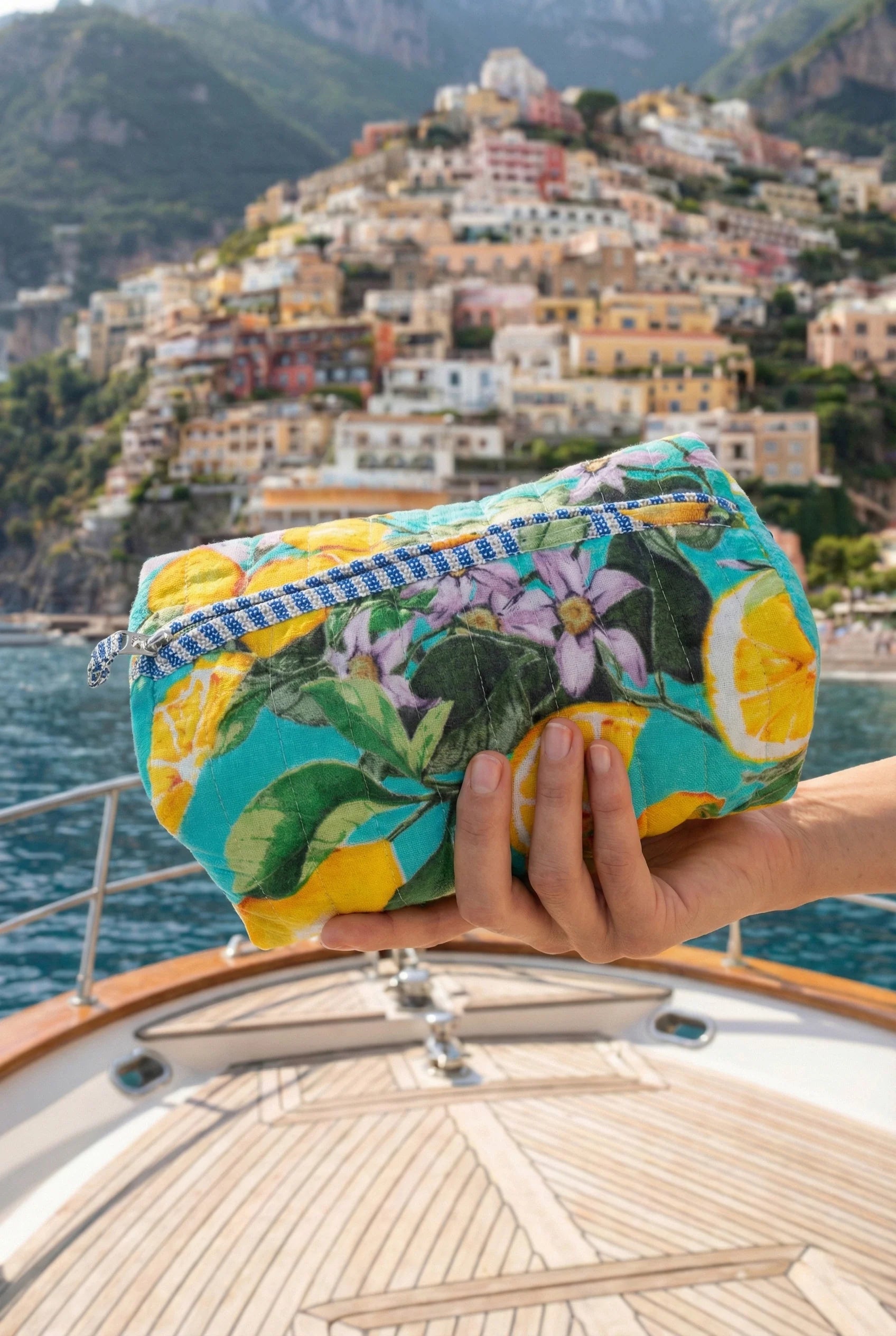 Antica Sartoria Small handbag in Turquoise – 100% Cotton