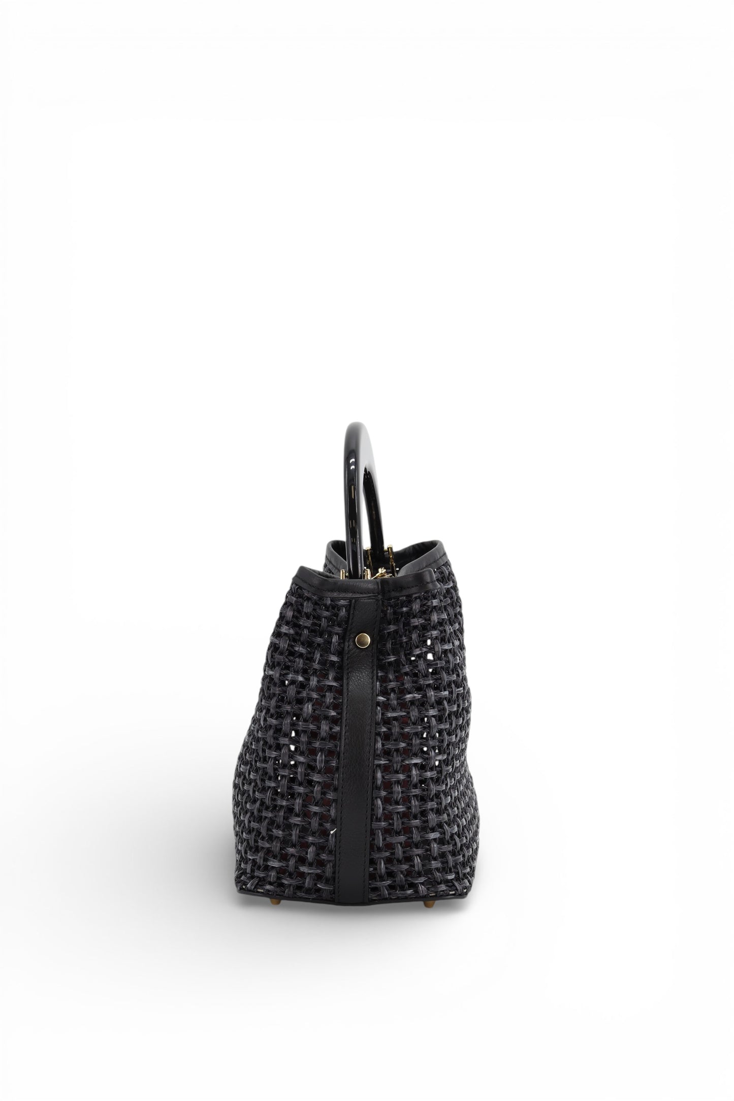 LARGE TOP HANDLE BAG IN STRAW BLACK