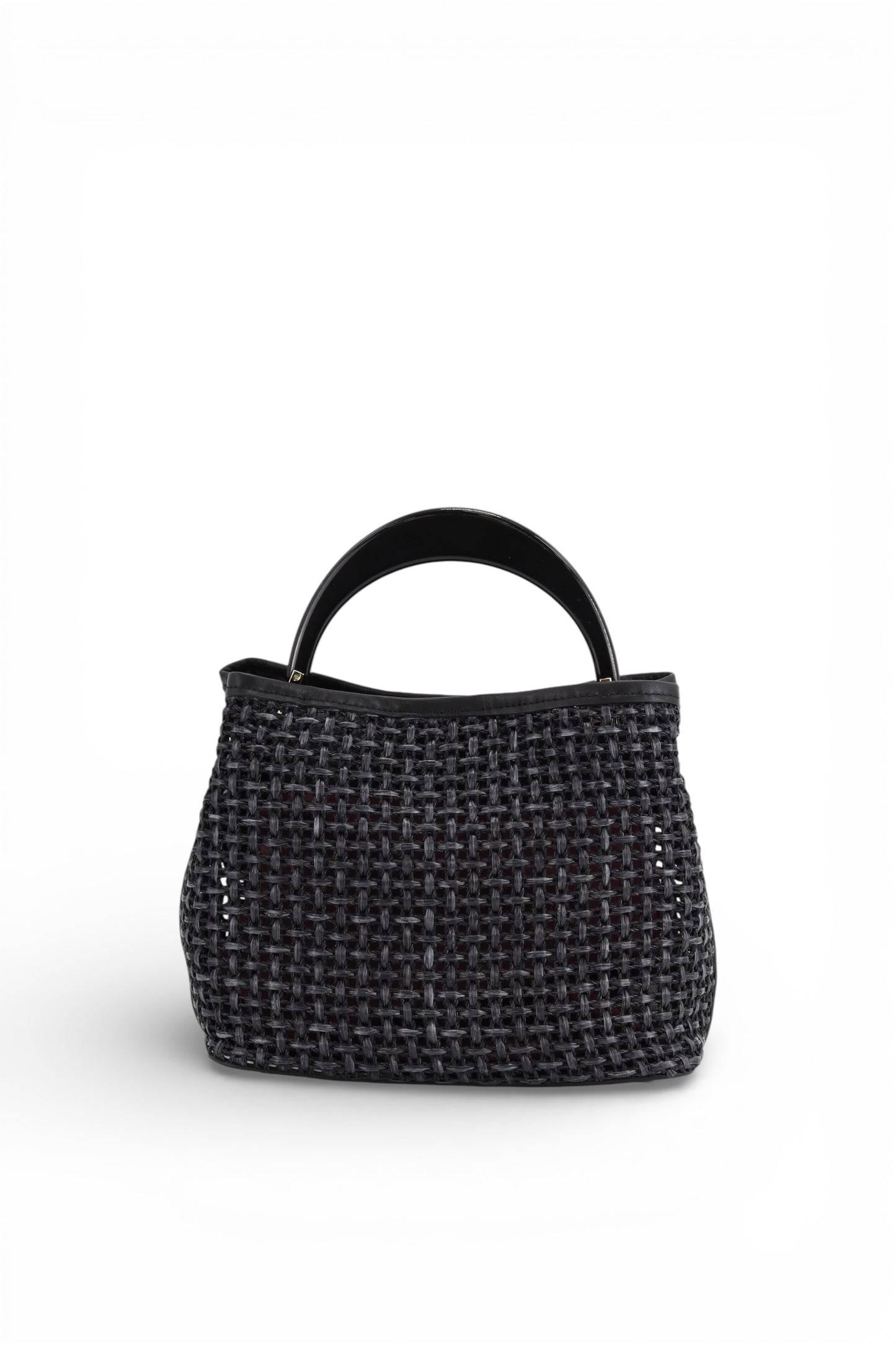LARGE TOP HANDLE BAG IN STRAW BLACK