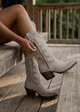 SUEDE MID-CALF TEXAS BOOTS IN LIGHT GREY