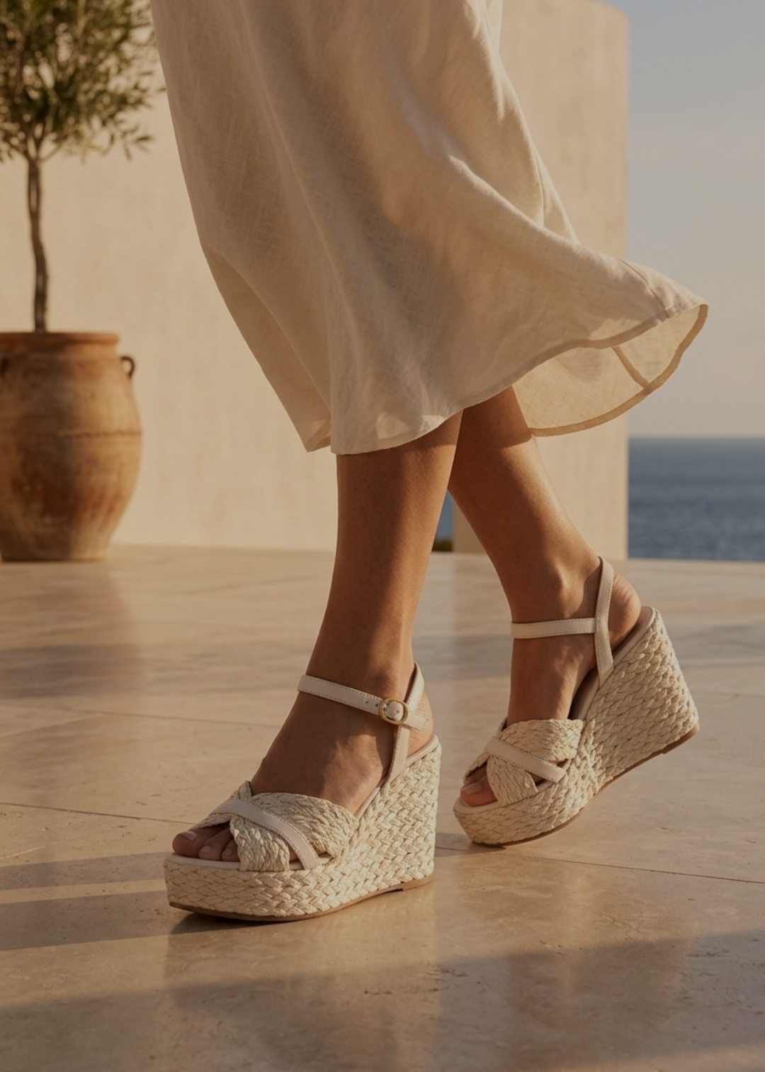 SANDAL WITH HIGH RAFFIA WEDGE
