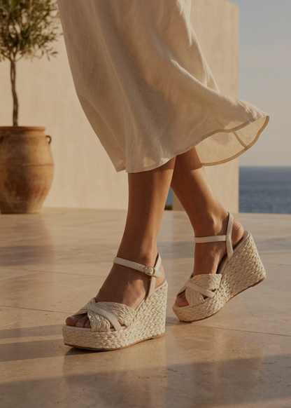 SANDAL WITH HIGH RAFFIA WEDGE