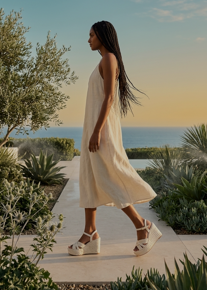 SANDAL WITH HIGH RAFFIA WEDGE