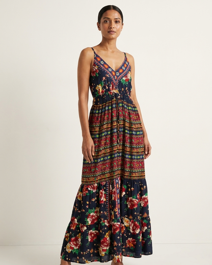Flower Details Boho Dress