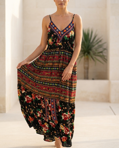Flower Details Boho Dress