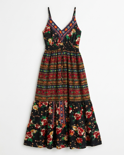 Flower Details Boho Dress