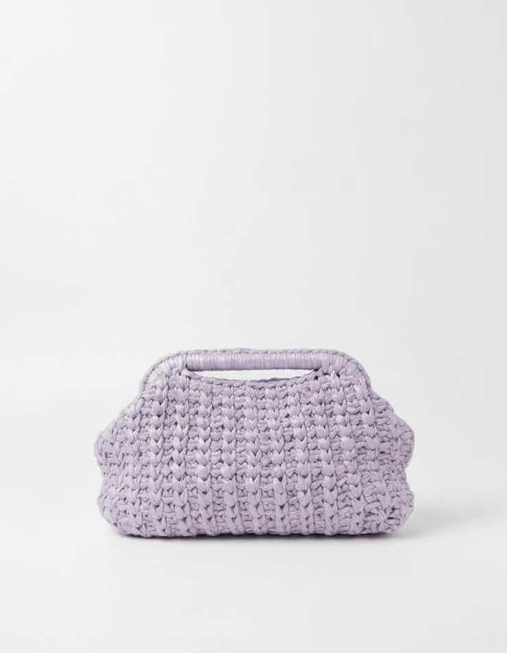 Purple textured pouch on a white background
