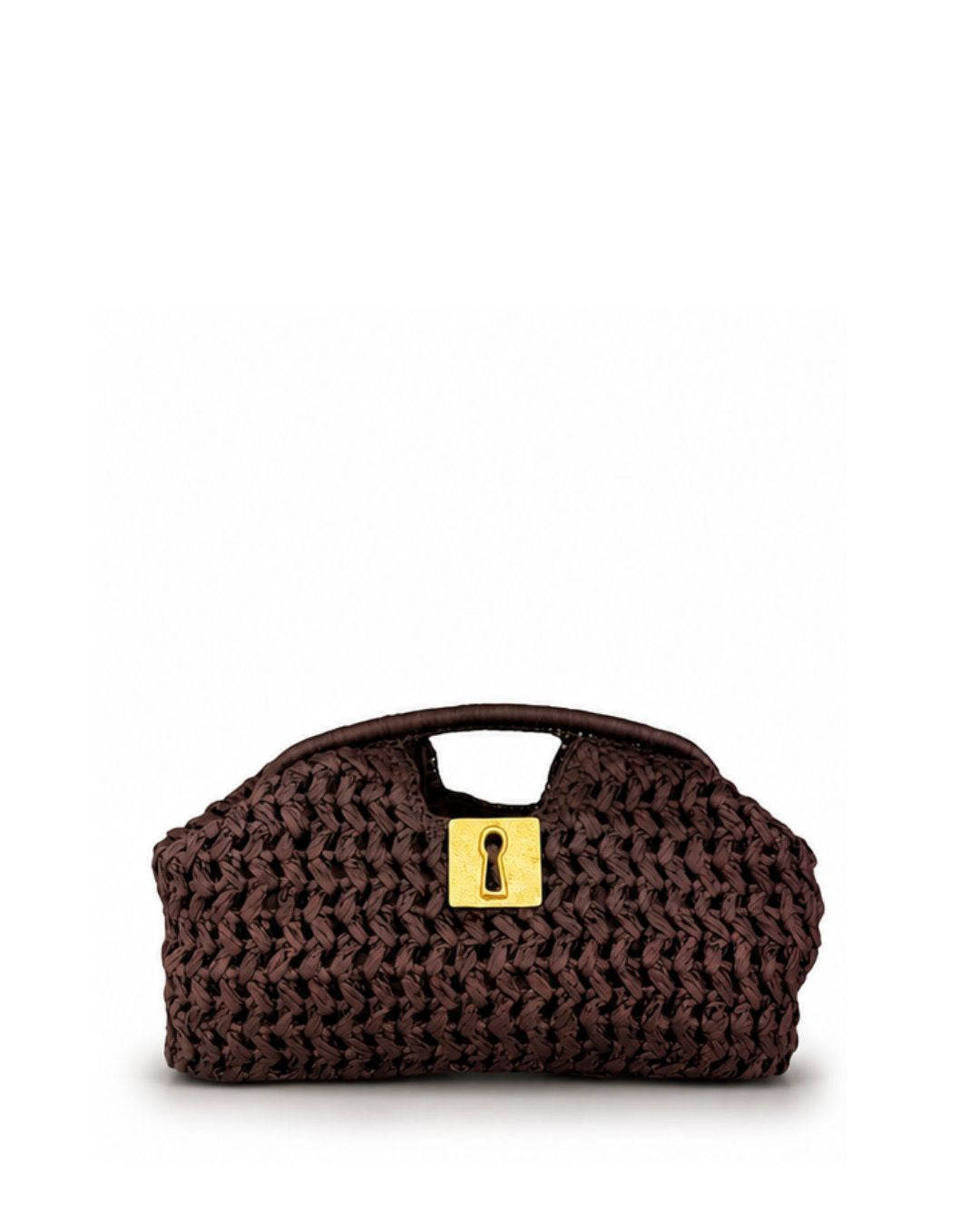 Lock Woven Pouch in Brown