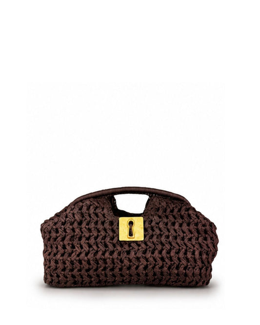 Lock Woven Pouch in Brown