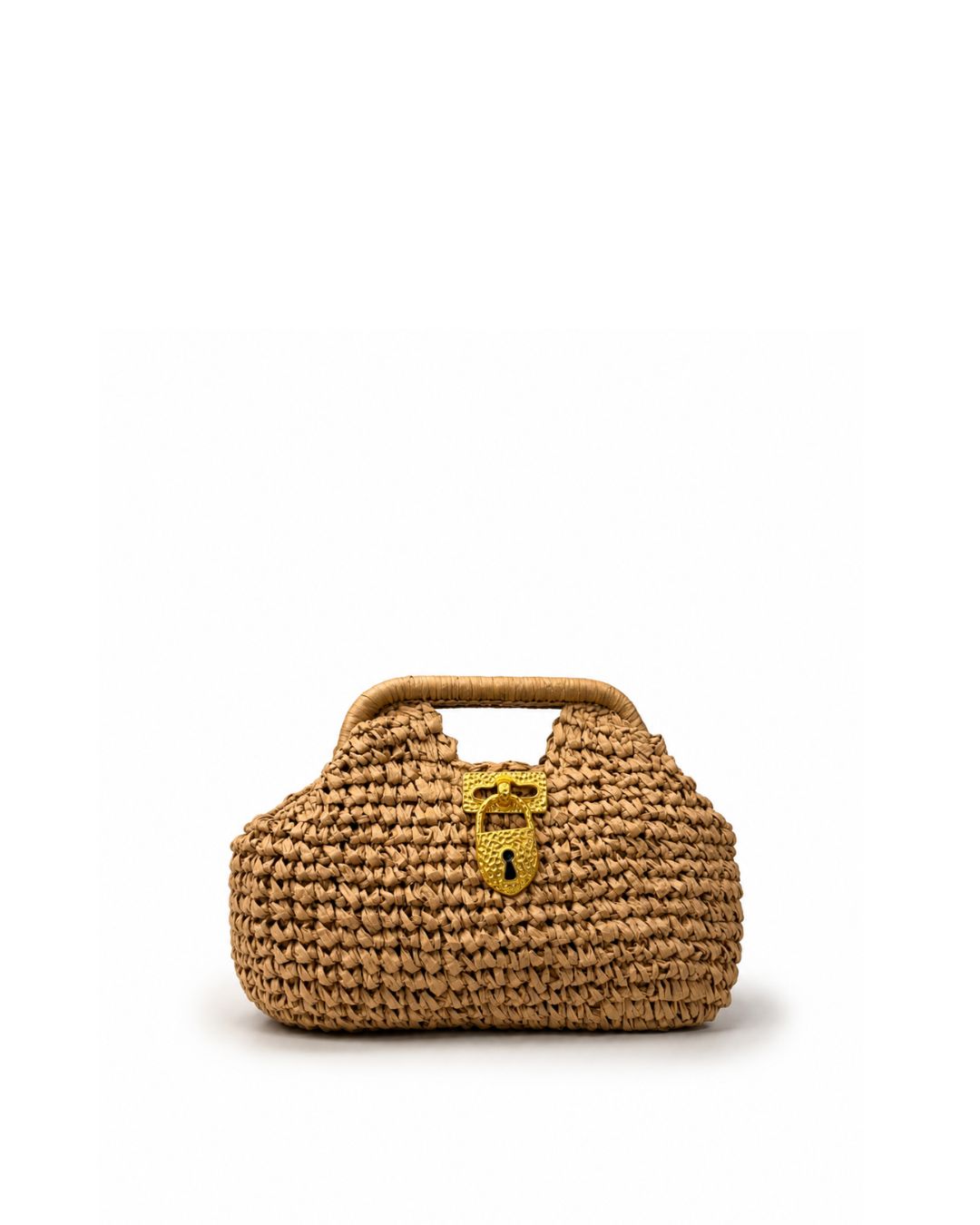 Lock Woven Pouch in Beige