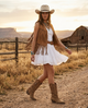 SUEDE MID-CALF TEXAS BOOTS IN CAMEL