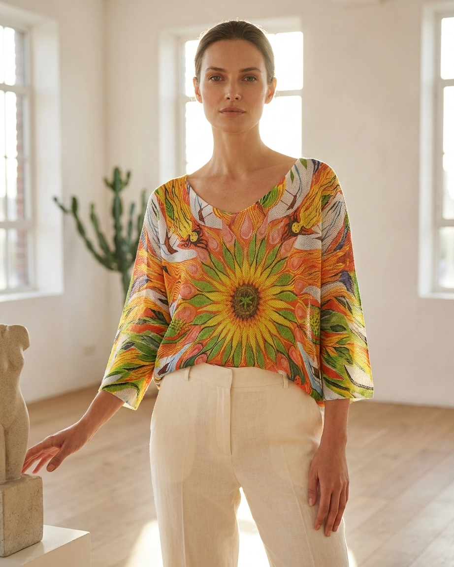 LONG SLEEVE SUNFLOWER TOP