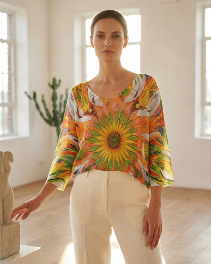 LONG SLEEVE SUNFLOWER TOP
