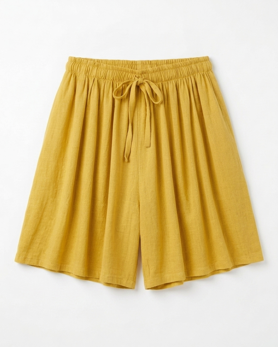 LINEN SHORT IN MUSTARD