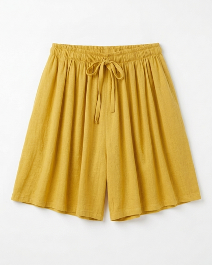 LINEN SHORT IN MUSTARD