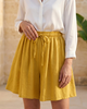 LINEN SHORT IN MUSTARD