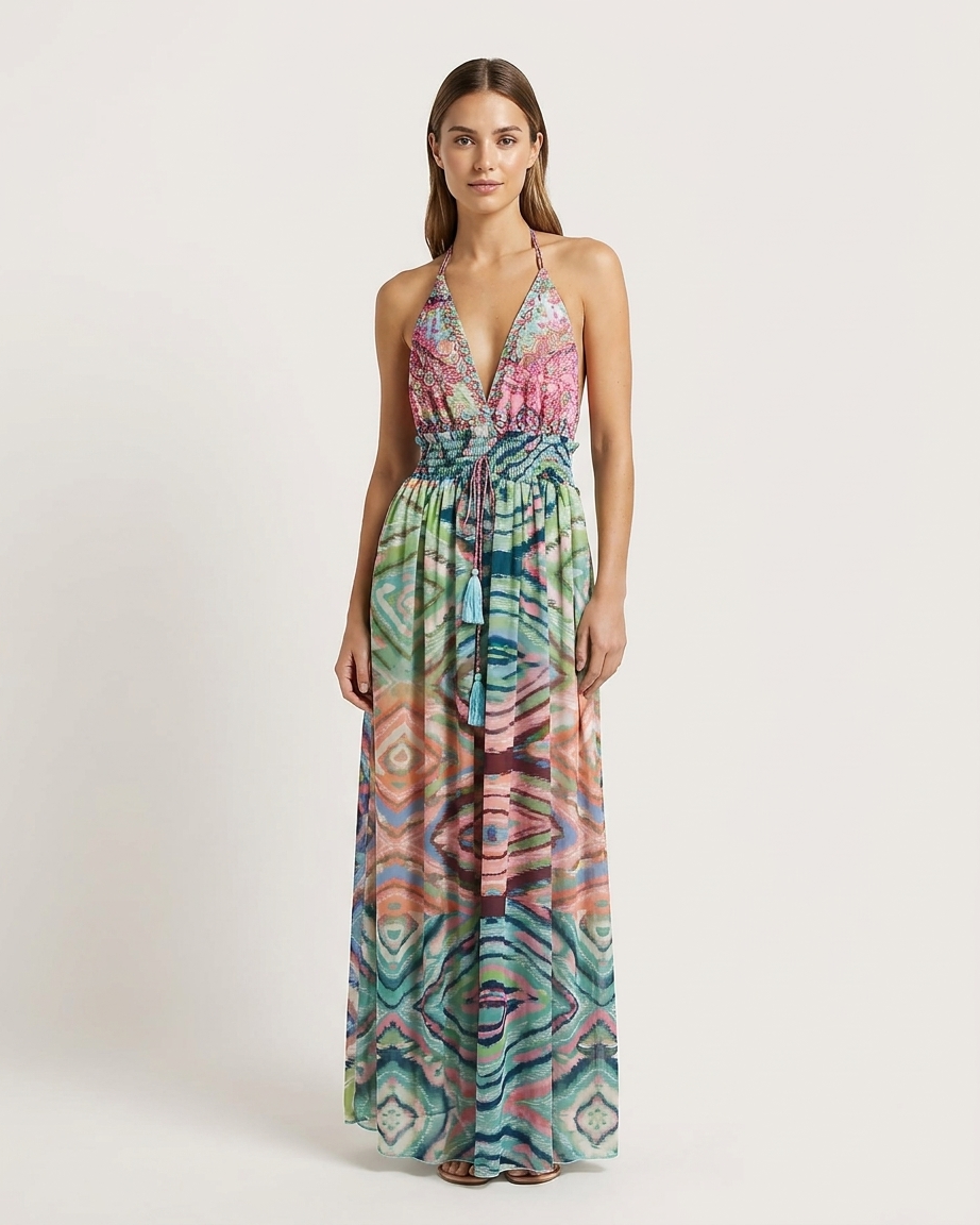 Boho Dress in Green/Blue