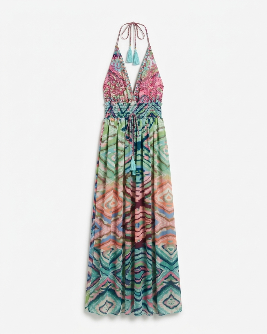 Boho Dress in Green/Blue