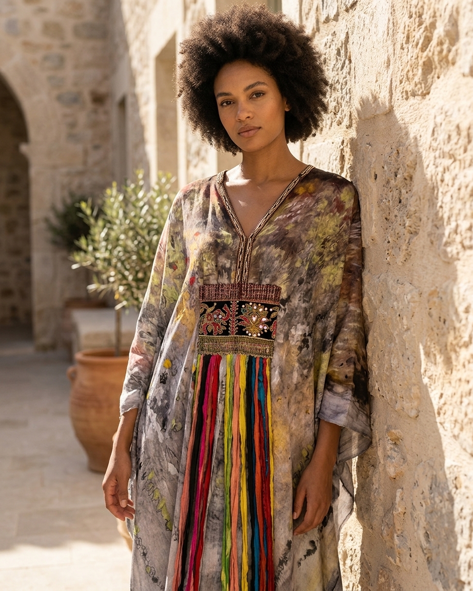 Premium Printed Linen Kaftan
