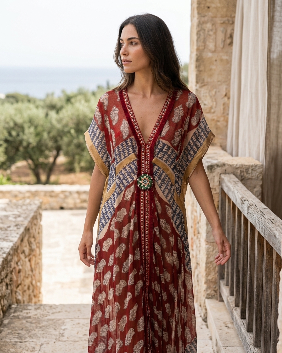 Premium Printed Linen Kaftan