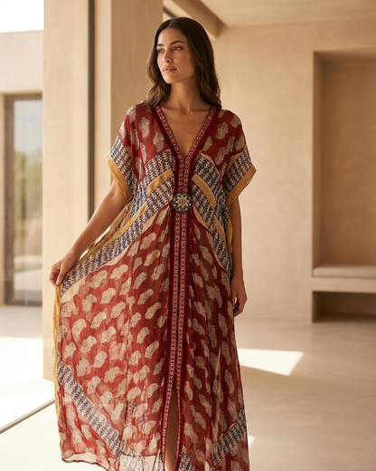 Premium Printed Linen Kaftan