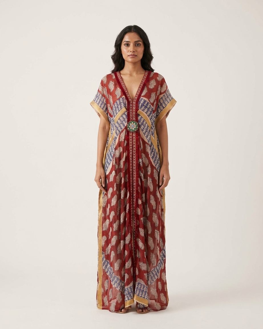 Premium Printed Linen Kaftan