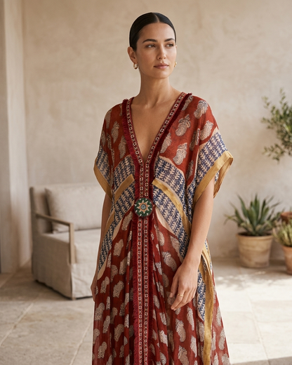 Premium Printed Linen Kaftan