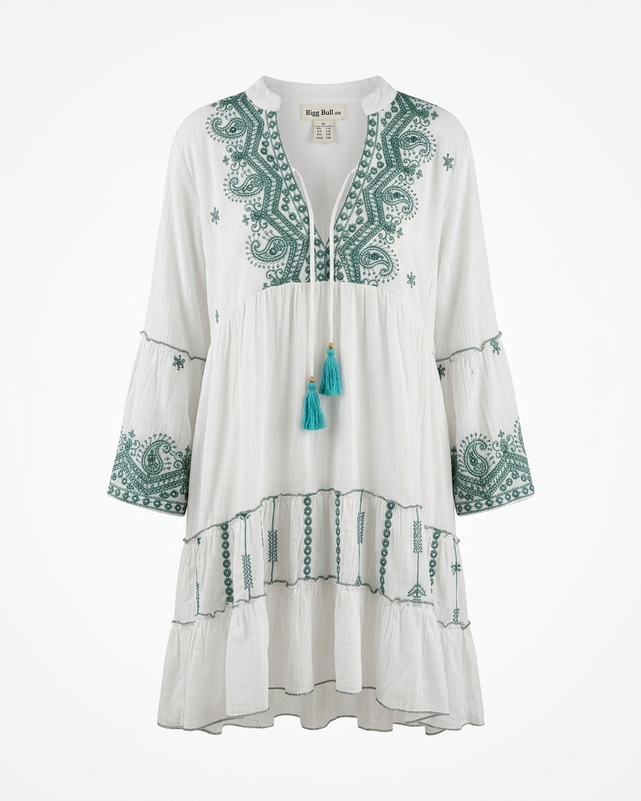 Boho Dress in Blue and White