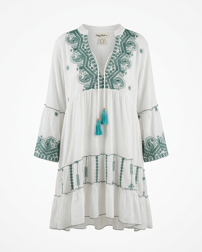 Boho Dress in Blue and White
