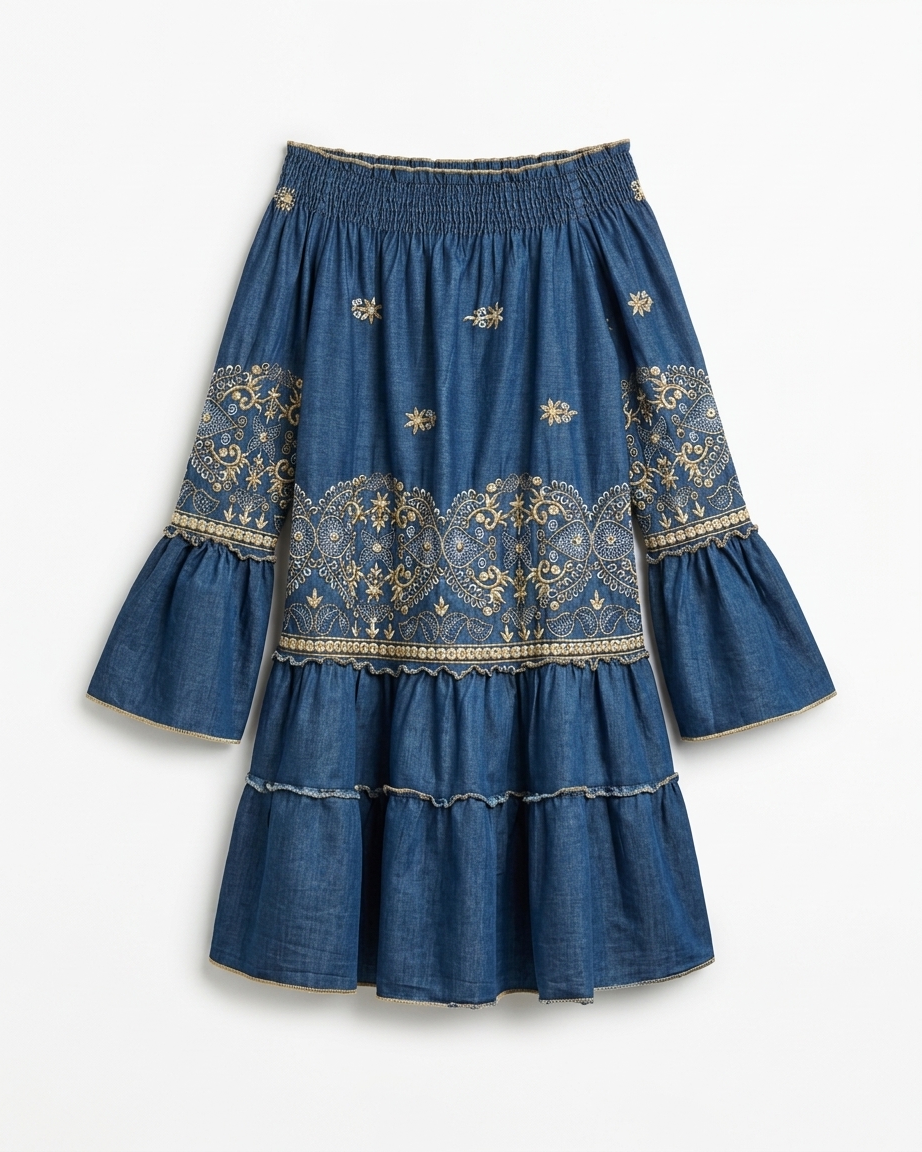 Off Shoulder Dress in Blue