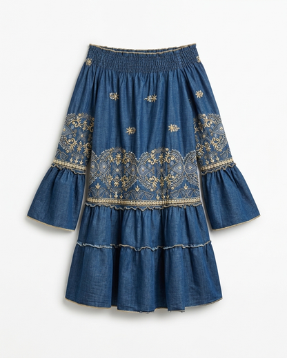 Off Shoulder Dress in Blue