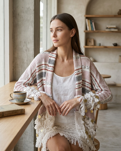 Woven Jacket in White by Paola Pellini