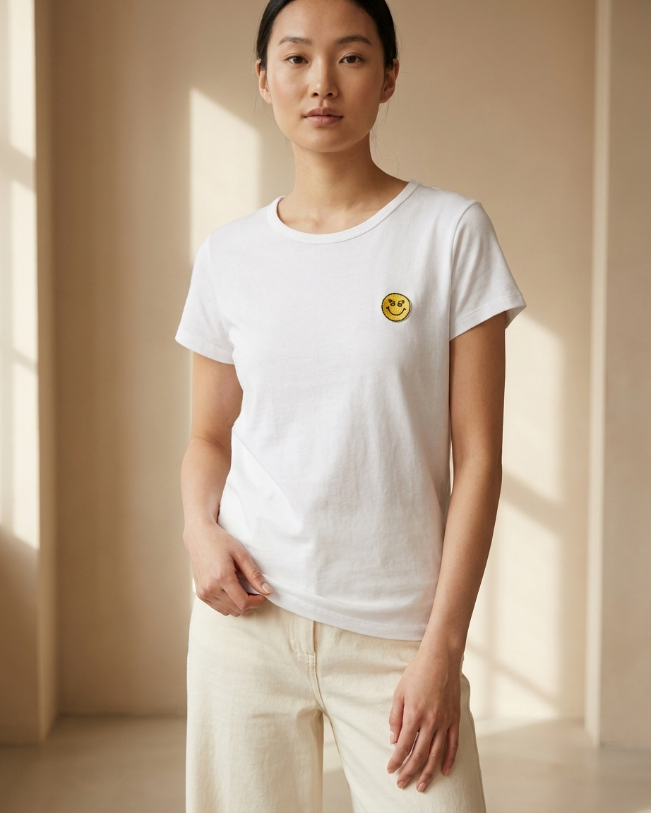 Smiley T-Shirt in White by Color Your Life – view 3